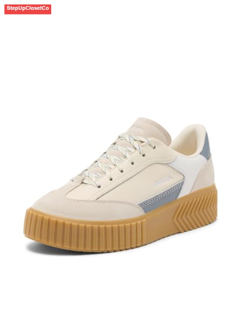 Leather And Suede Chunky Lightweight Lace-Up Sneaker